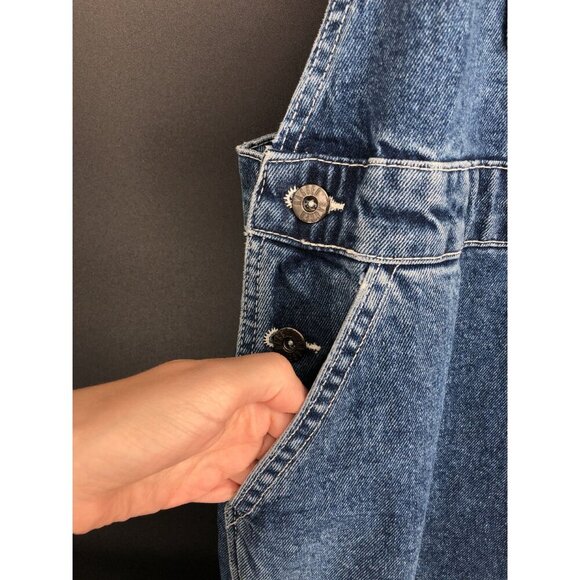 NWT The Ragged Priest Women's Denim Dude Overalls 32 Mid Blue Embroidered Logo - Picture 5 of 10